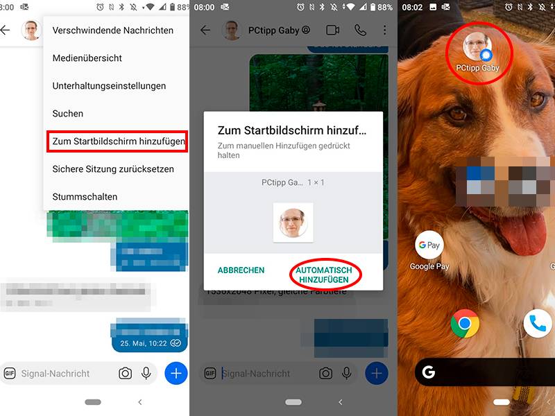 Signal KontaktVerknüpfung für HomeScreen erstellen pctipp.ch