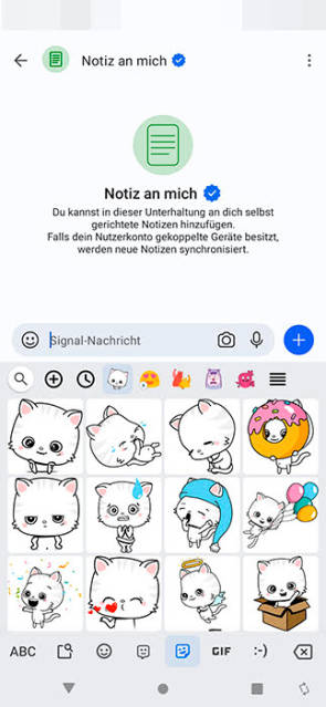 Sticker-Auswahl in der GBoard-Tastatur