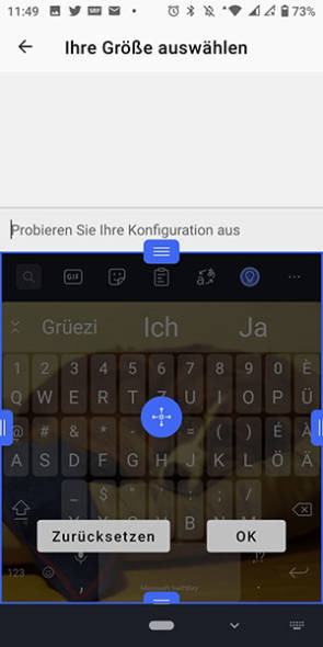 SwiftKey mit grösserer Tastatur