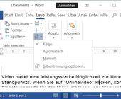 Screenshot Word mit Silbentrennungsmenü