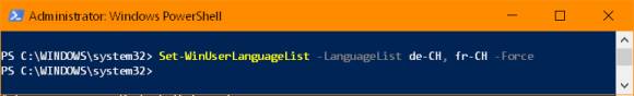 PowerShell-Befehl zum Registrieren der gewünschten Sprachen