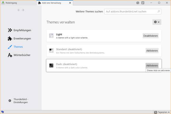 Thunderbird Themes aktivieren und deaktivieren