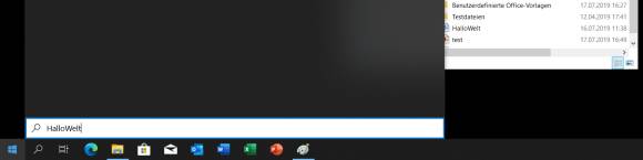 Das Dokument HalloWelt ist da, nur findet Windows 10 es nicht