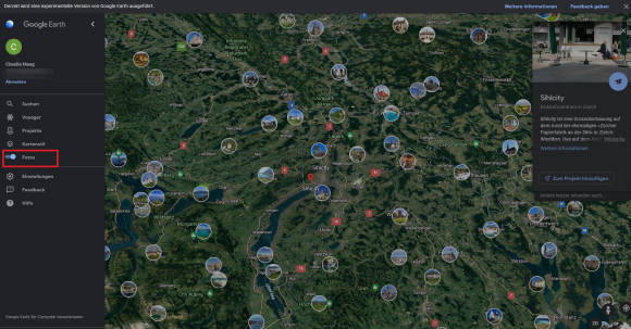 Screenshot Mittelland Schweiz mit Miniaturfotos