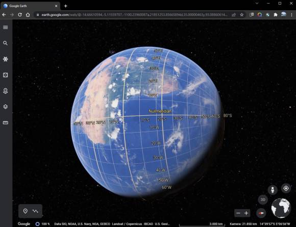 Webversion Google Earth (Chrome) 