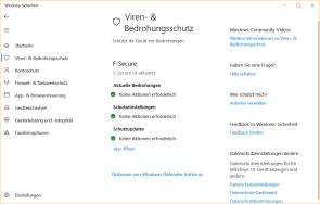 Antivirus-Einstellungen in Windows 10 