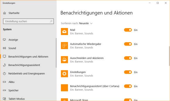 Sortieren Sie nach Neueste, finden Sie oben immer die App oder Funktion, die zuletzt benachrichtigt hat