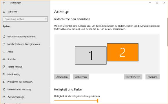 Die gleiche Einstellungsmöglichkeit unter Windows 10