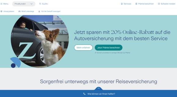 Webseite der Zurich Versicherung