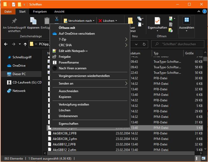 Windows 10 Kann PostScriptFonts (.pfm, .pfb) nicht installieren
