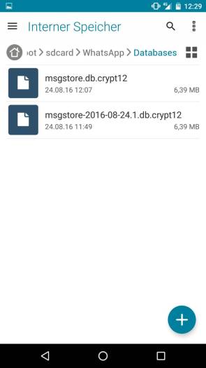 Die WhatsApp-Datenbanken auf dem internen Speicher