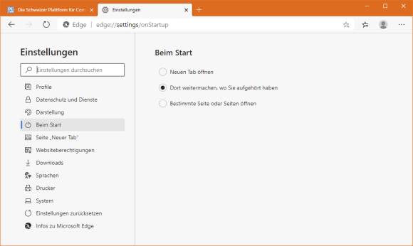 Im neuen Chromium-Edge sieht die Einstellung ähnlich aus wie in Chrome