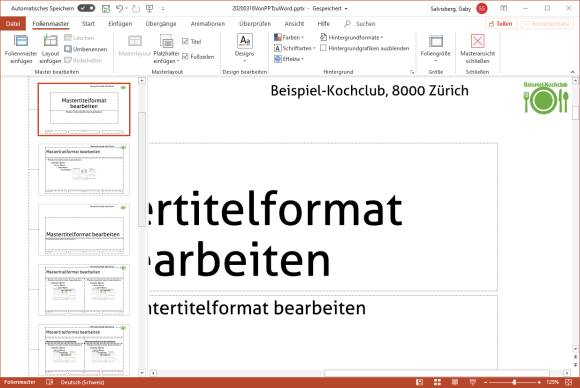 PowerPoint Folienmaster geöffnet