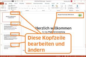 Wie bearbeitet man die Kopfzeile in PowerPoint? 