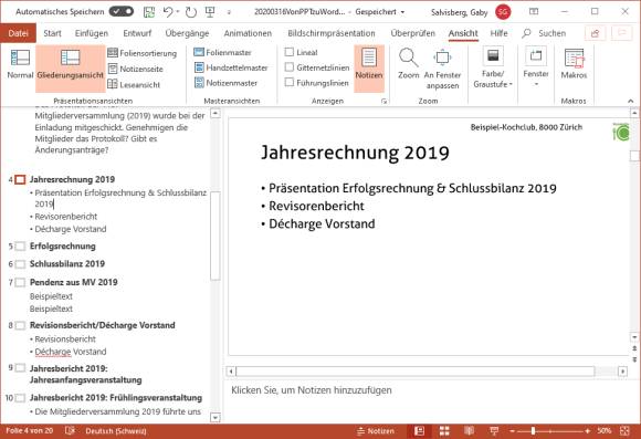 Aus der Gliederungsansicht können Sie alle Textinhalte Ihrer Präsentation kopieren