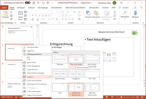 Beispiele von Folienlayouts