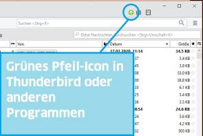 Thunderbird zeigt ein grünes Pfeil-Icon 