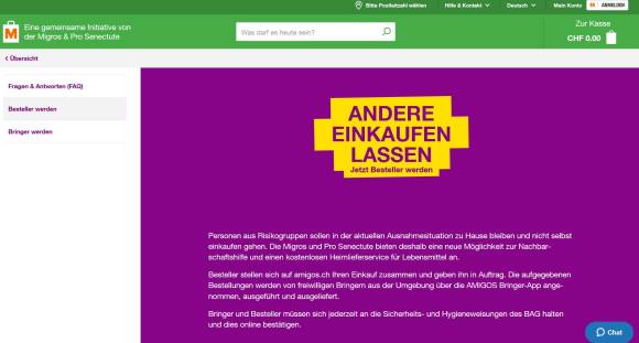 Screenshot der Amigos-Webseite