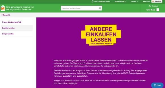 Screenshot der Amigos-Webseite