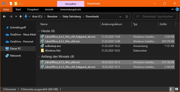 Heruntergeladene LibreOffice-Installationsdateien