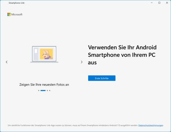 Screenshot der Windows-App Smartphone-Link