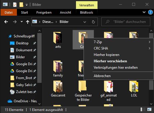 Beim Drag&Drop mit der rechten Maustaste können Sie via Kontextmenü entscheiden, ob Sie kopieren oder verschieben wollen Beim Drag&Drop mit der rechten Maustaste können Sie via Kontextmenü entscheiden, ob Sie kopieren oder verschieben wollen