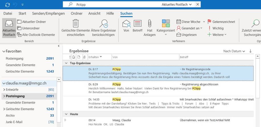 Outlook So Funktioniert Die Neue Suche In Der Desktop Version Pctipp Ch