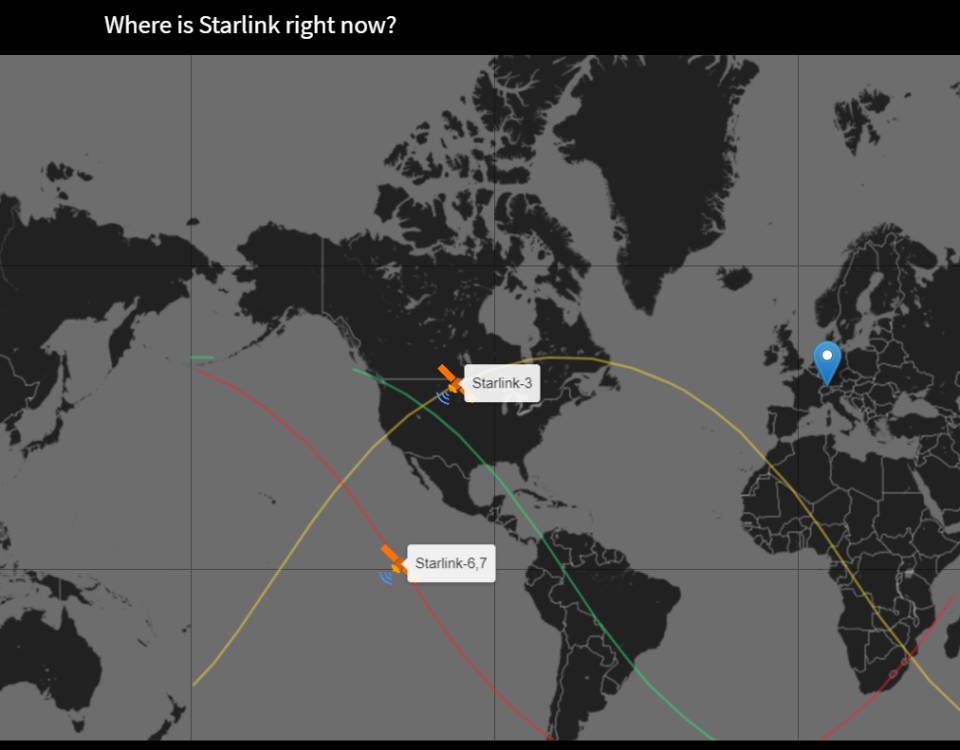 Карта пролета спутников starlink