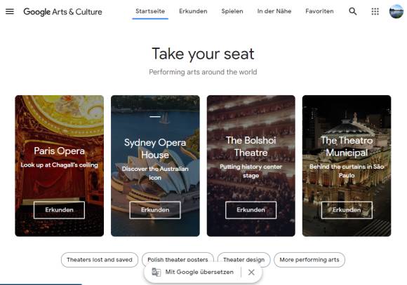 Webseite Google Arts& Culture 2023 
