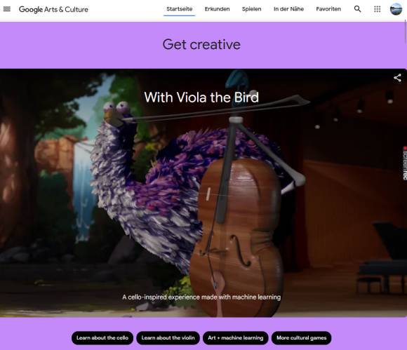 Website Google Arts & Culture: Viola the Bird