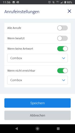 Die Anruf-Einstellungen im Swisscom-Cockpit
