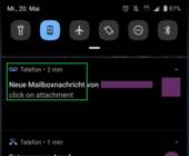 Android-Screenshot zeigt eine eingetroffene Visual Voice Mails