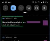 Android-Screenshot zeigt eine eingetroffene Visual Voice Mails