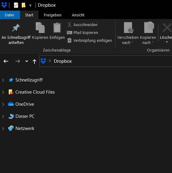 Das Dropbox-Icon wird im Windows-Explorer nicht mehr angezeigt (Nachher)