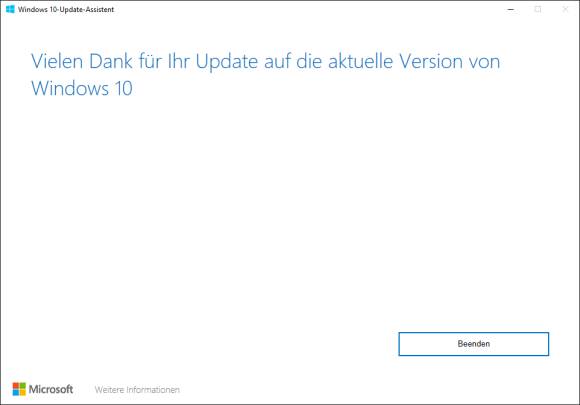 Das Update ist abgeschlossen