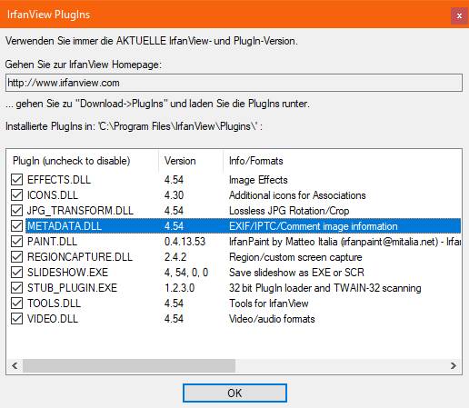 Das Metadata.DLL-Plugin muss vorhanden sein Das Metadata.DLL-Plugin muss vorhanden sein