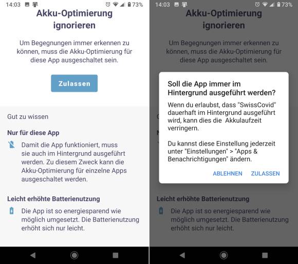 Screenshots zum Thema Akkuoptimierung