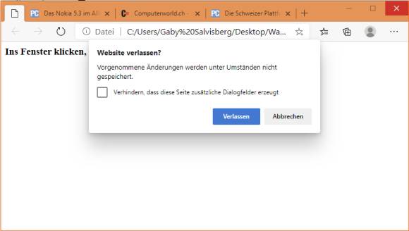 Das Skript verhindert das versehentliche Schliessen von Chrome oder Edge