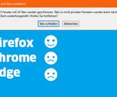 Warnung beim Schliessen: Firefox kanns, Chrome und Edge nicht