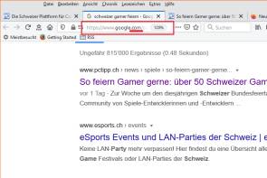 Firefox mit einer Suche auf Google.com 