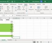 Kleine Excel-Beispieltabelle mit einigen grün eingefärbten Zellen