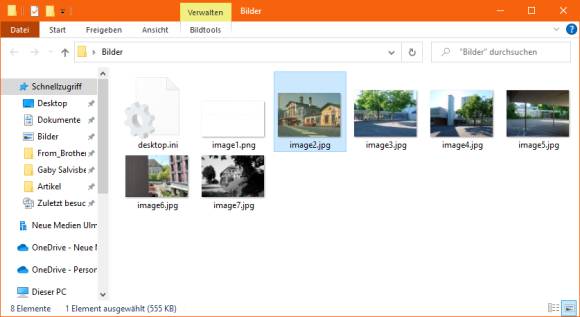 Die exportierten Bilder im Explorer