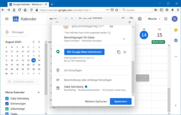 Einladung erstellen in Google Kalender