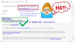 Hä? Warum hat es einen Google-Meet-Link, wenn wir das doch via Jitsi machen wollen? 