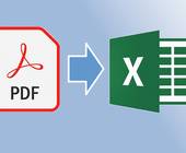 PDF- und Excel-Logo mit Pfeil dazwischen