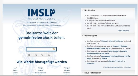 Screenshot des International Musik Score Library Projects