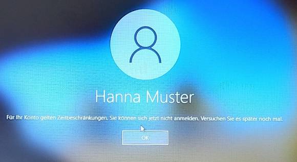 Bildschirmfoto: Meldung beim Anmeldeversuch