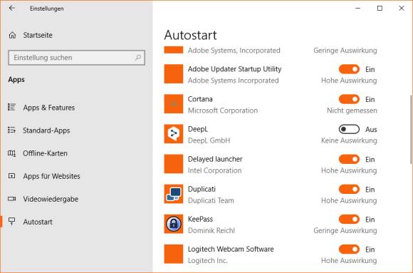Screenshot Windows-App-Einstellungen