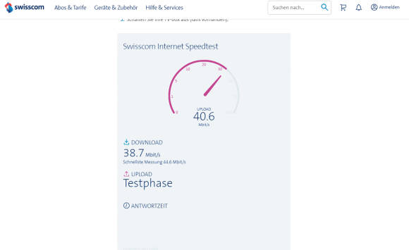 Swisscoms Speedtest