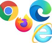 Logos von Chrome, Firefox, Edge und Internet Explorer